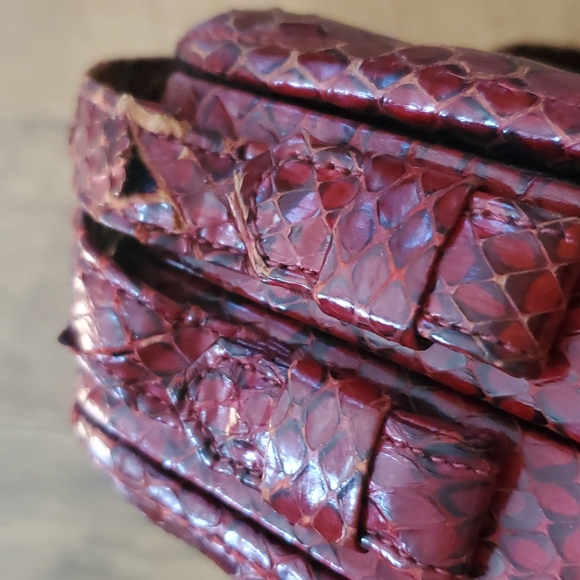 🌟Final🌟 RARE 1940s Bass Python Snakeskin Genuine Reptiles Red Quilted Satchel. - Picture 6 of 16